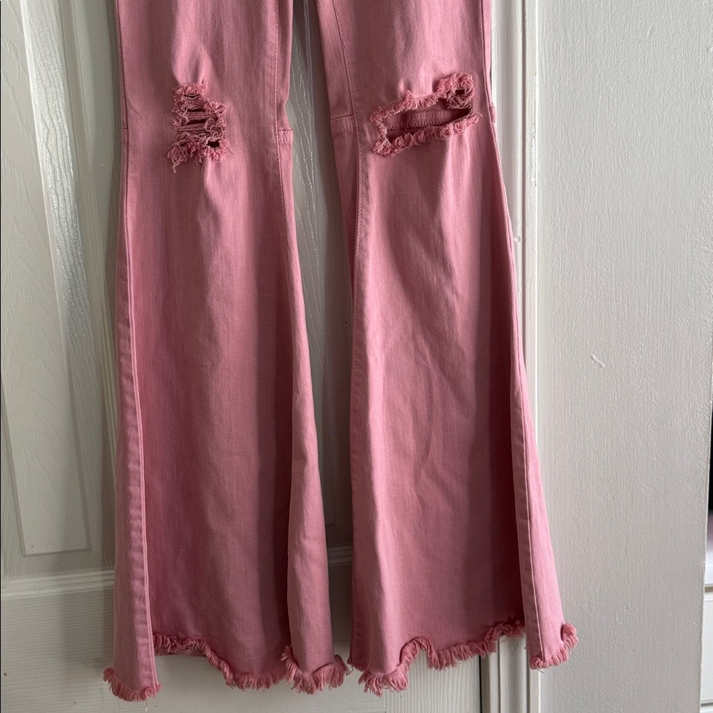 VIBRANT M. I. U. Vintage Y2K SUPER WIDE
Leg Distressed BUBBLEGUM Pink JEANS - Picture 6 of 13